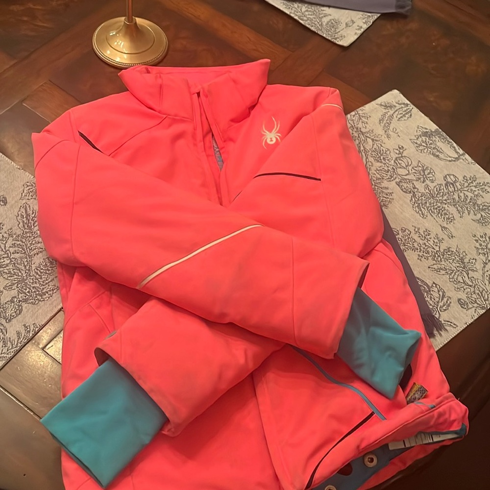 Spyder snow jacket kids - size 7-8 - pink and blue